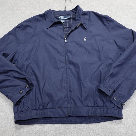 Vintage Polo Ralph Lauren Jacket 2XL Blue Full Zip Harrington - Picture 1 of 8